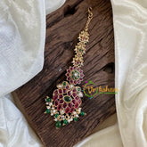 Premium AD Stone Maang Tikka -Peacock-Green Bead-G10531